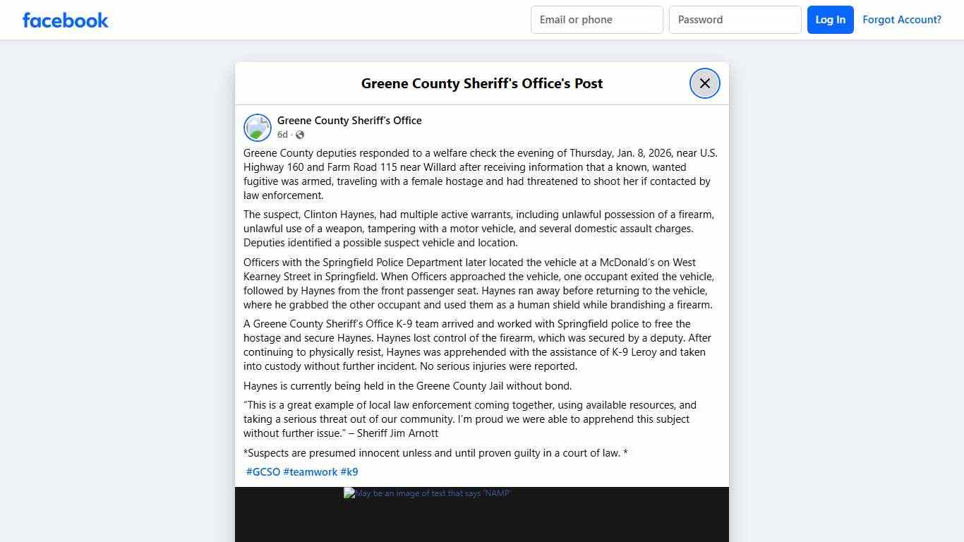 Greene County deputies... - Greene County Sheriff's Office Facebook